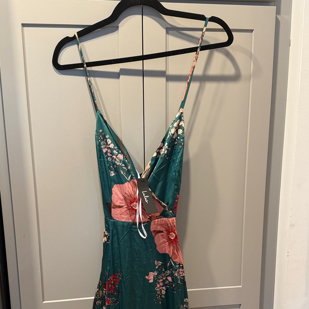 Lulu's Teal Floral Dress